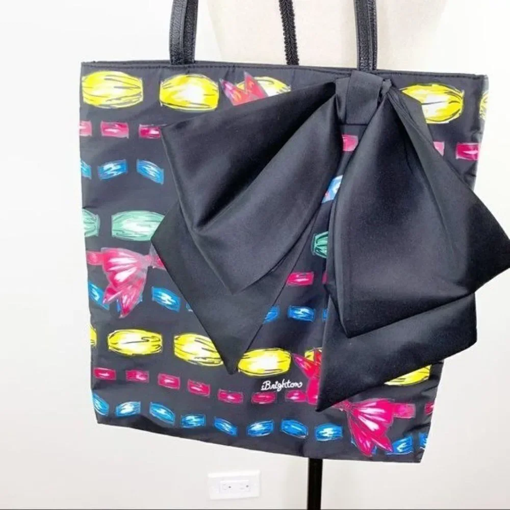 Brighton Take a Beau Black Large Bow Tote Bag Shopper Handbag Purse‎